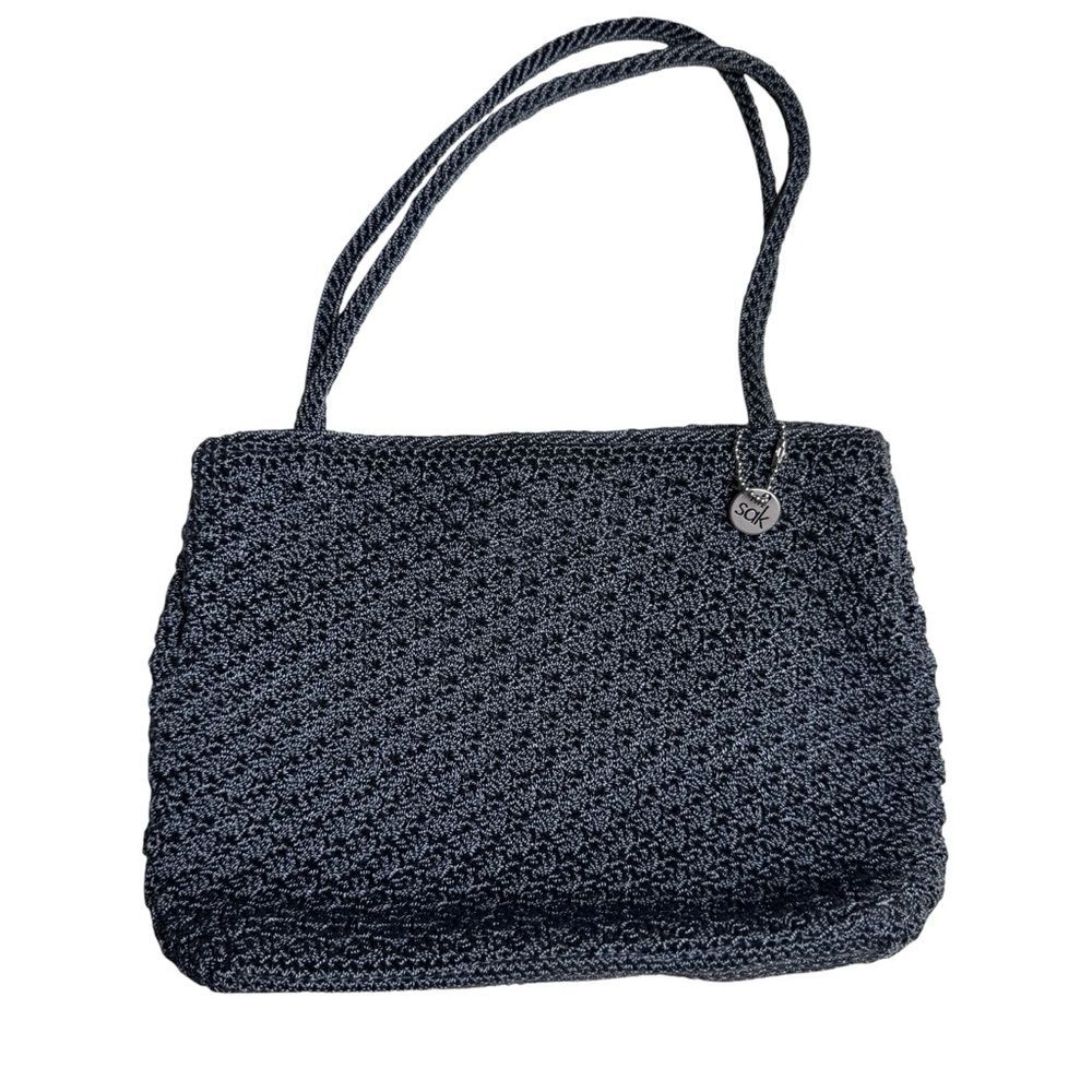 The Sak Women's Grey Crochet Mini Bag Purse Handbag Evening Formal Party